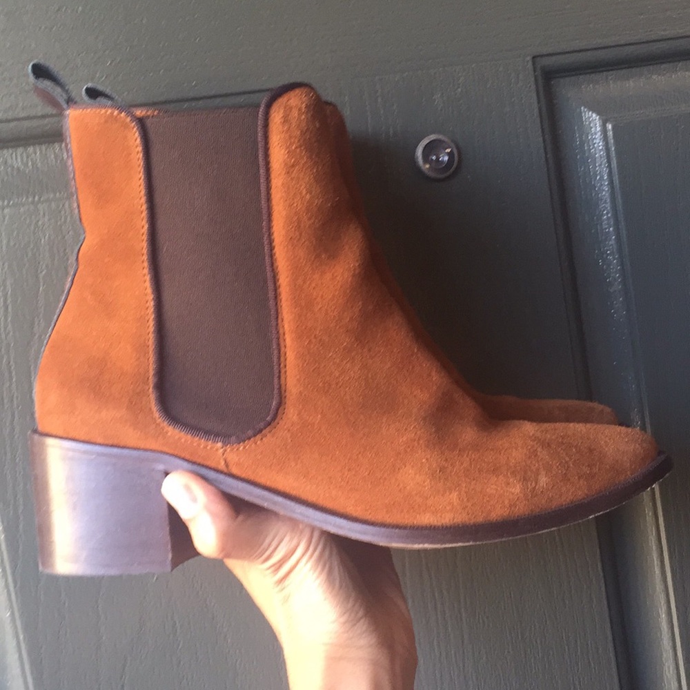 Cognac suede Kurt Geiger booties